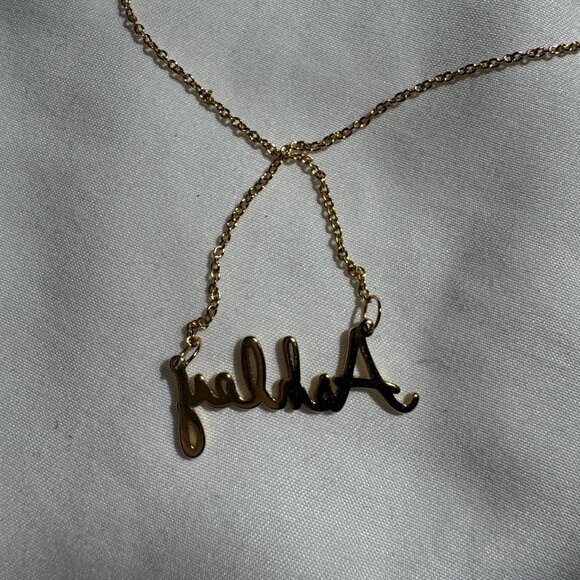 NWOT MonogramHub Script Name Necklace "Ashley" 14k Gold Plated, 18" Link Chain - Picture 4 of 16